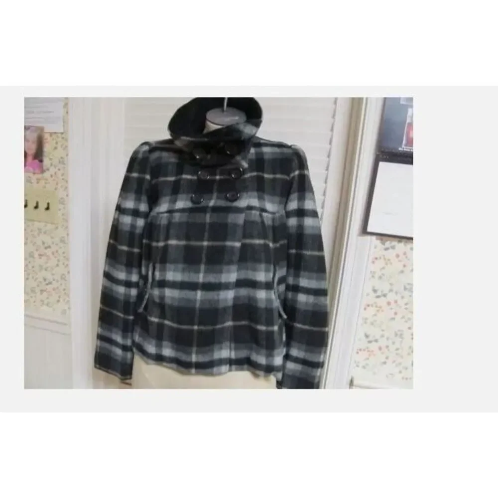 Girls Dress Coat Large 12 XL Kids Gap Wool‎ LINED Black Plaid Holiday UNIQUE